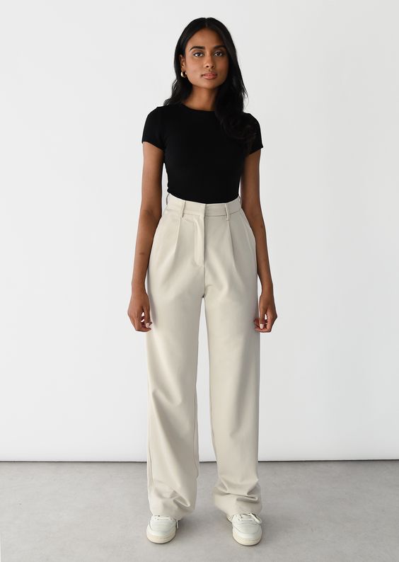 pantalon à pinces blanc femme